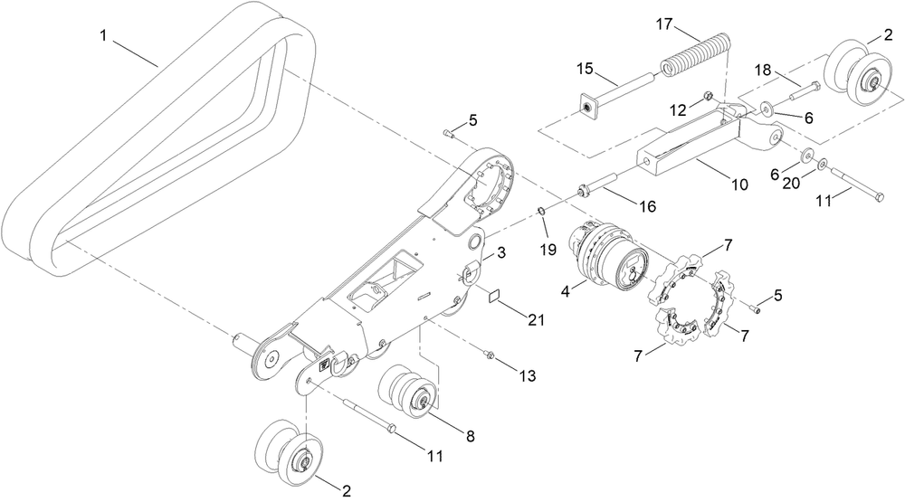 Lh Track Assembly Diagram and Parts List for 22530 414400000 - 999999999 Toro Lawn Tractor Accessories