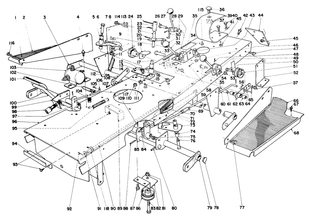 940 Chassis Assembly Diagram and Parts List for 55150 9000001 - 9999999 Toro Lawn Tractor