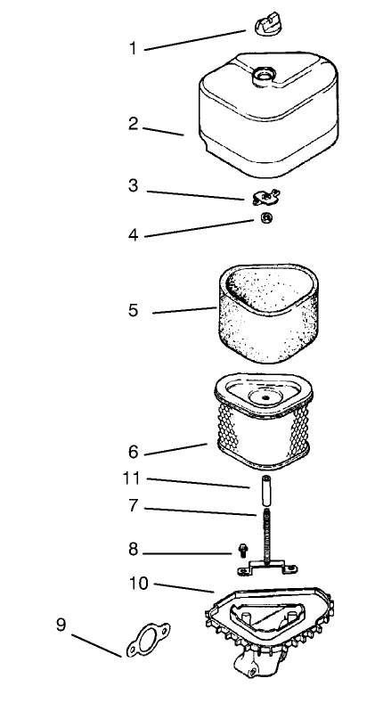 Air Intake/Filter Diagram and Parts List for 72045 8900001 - 8900399 Toro Lawn Tractor