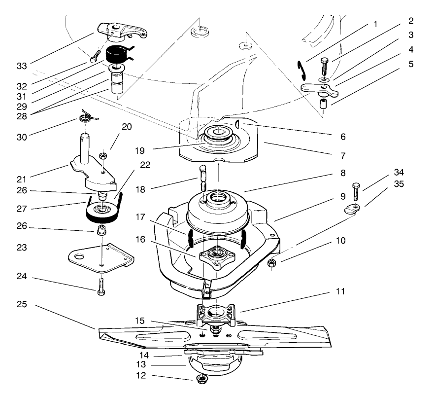 Blade Brake Clutch Assembly Diagram and Parts List for 22043 8900001 - 8999999 Toro Lawn Mower