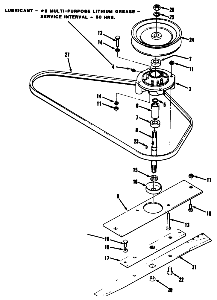 Spindle & Blade Assembly Diagram and Parts List for 35-30SL02 1000001 - 1999999 Toro Lawn Mower