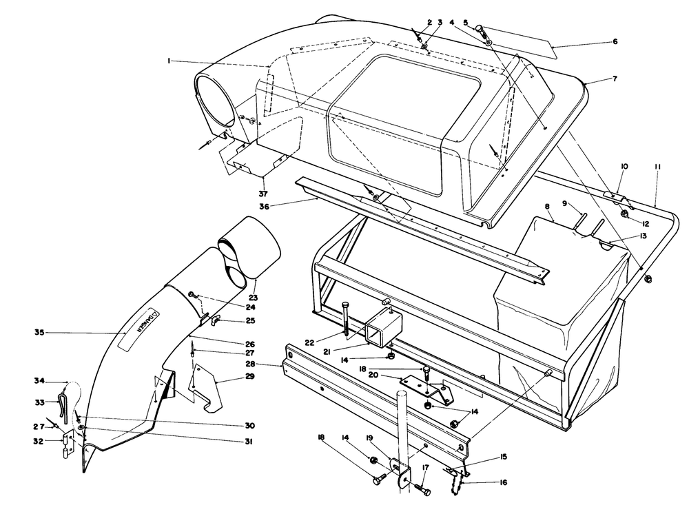 Twin Bagger Grass Catcher Model No. 59122 (Optional) Diagram and Parts List for 56170 5000001 - 5999999 Toro Lawn Tractor Accessories
