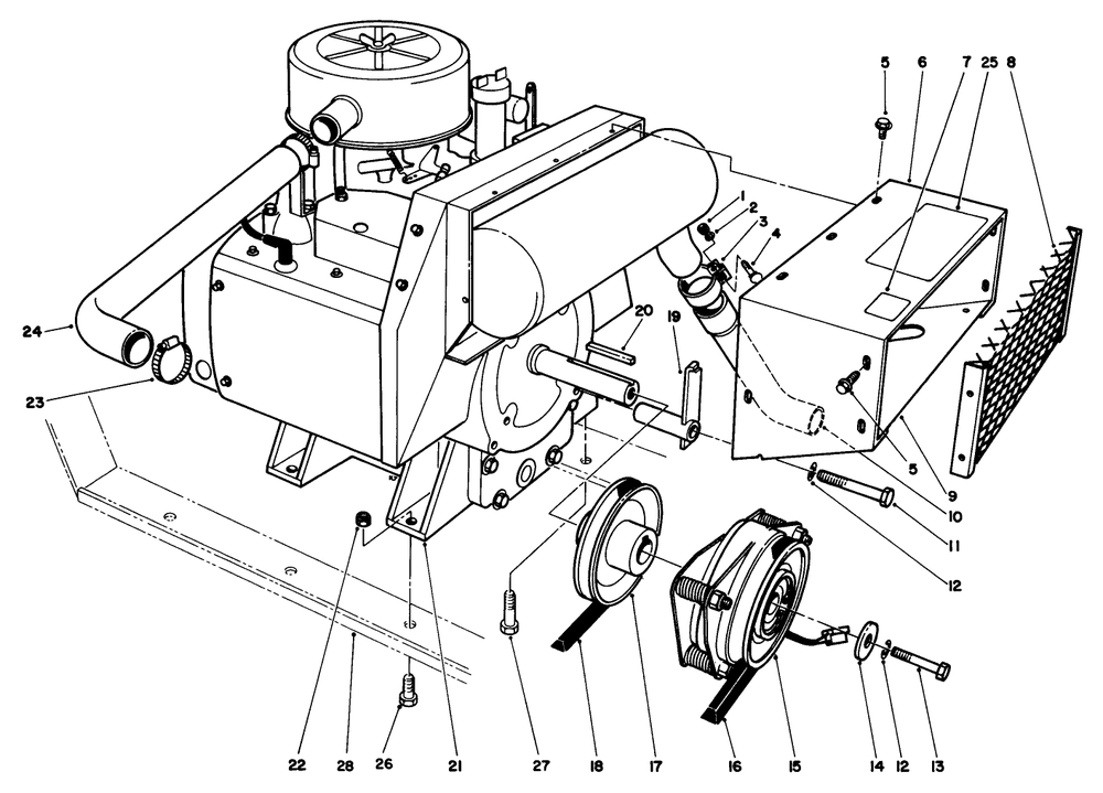 Engine Assembly Diagram and Parts List for 30718 3900001 - 3999999 Toro Lawn Tractor