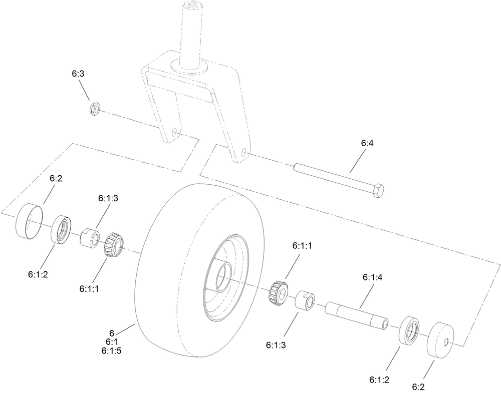 Caster Wheel Assembly Diagram and Parts List for 2720 312000001 - 312999999 Toro Lawn Tractor Accessories
