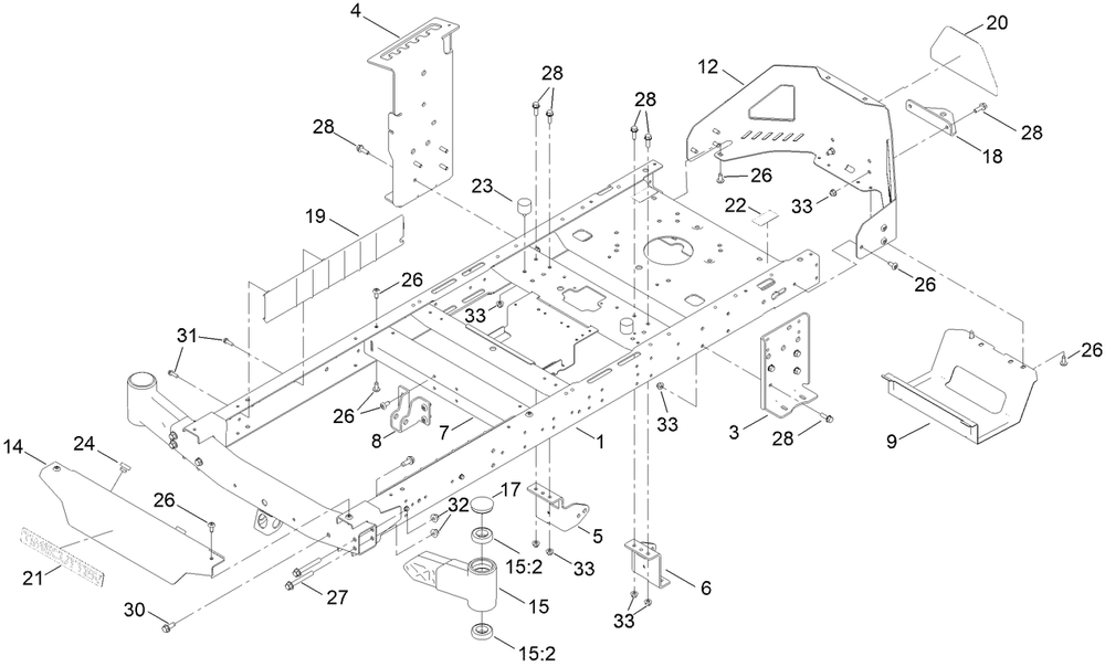 Frame Assembly Diagram and Parts List for 75763 400000000 - 999999999 Toro Lawn Tractor