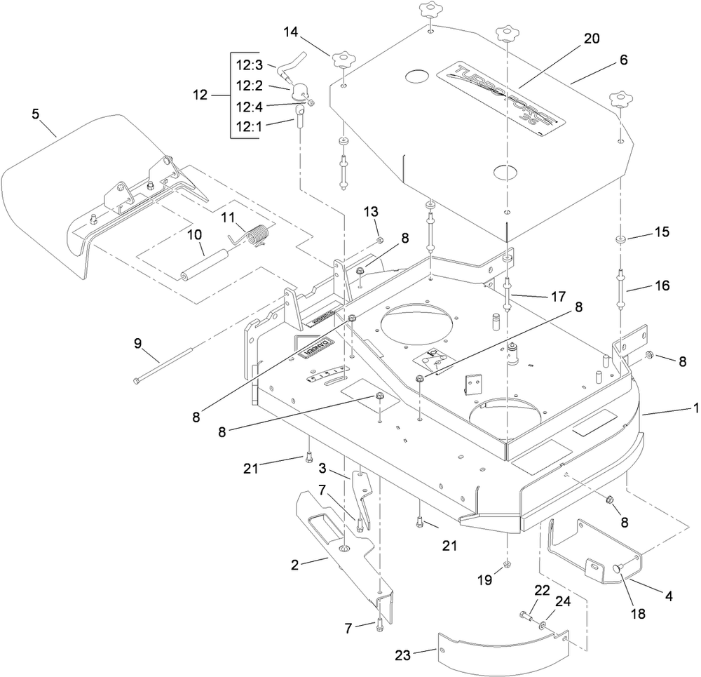Deck Assembly 2 Diagram and Parts List for 39934 (310000001-310999999)(2010) Toro Lawn Mower