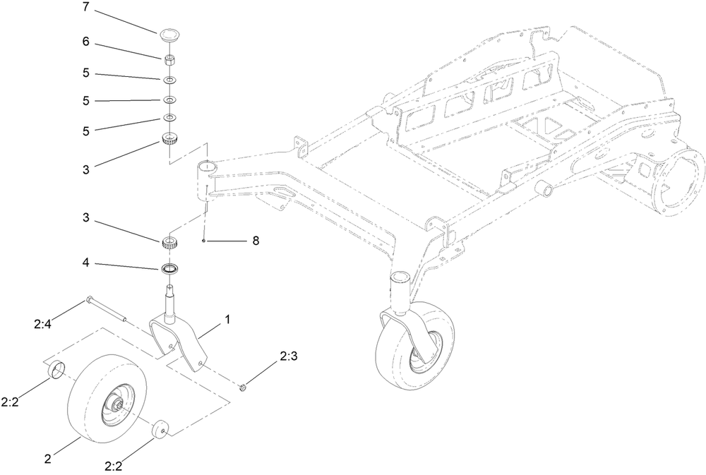 Front Caster Assembly Diagram and Parts List for 18562 400000000 - 414265543 Toro Lawn Mower