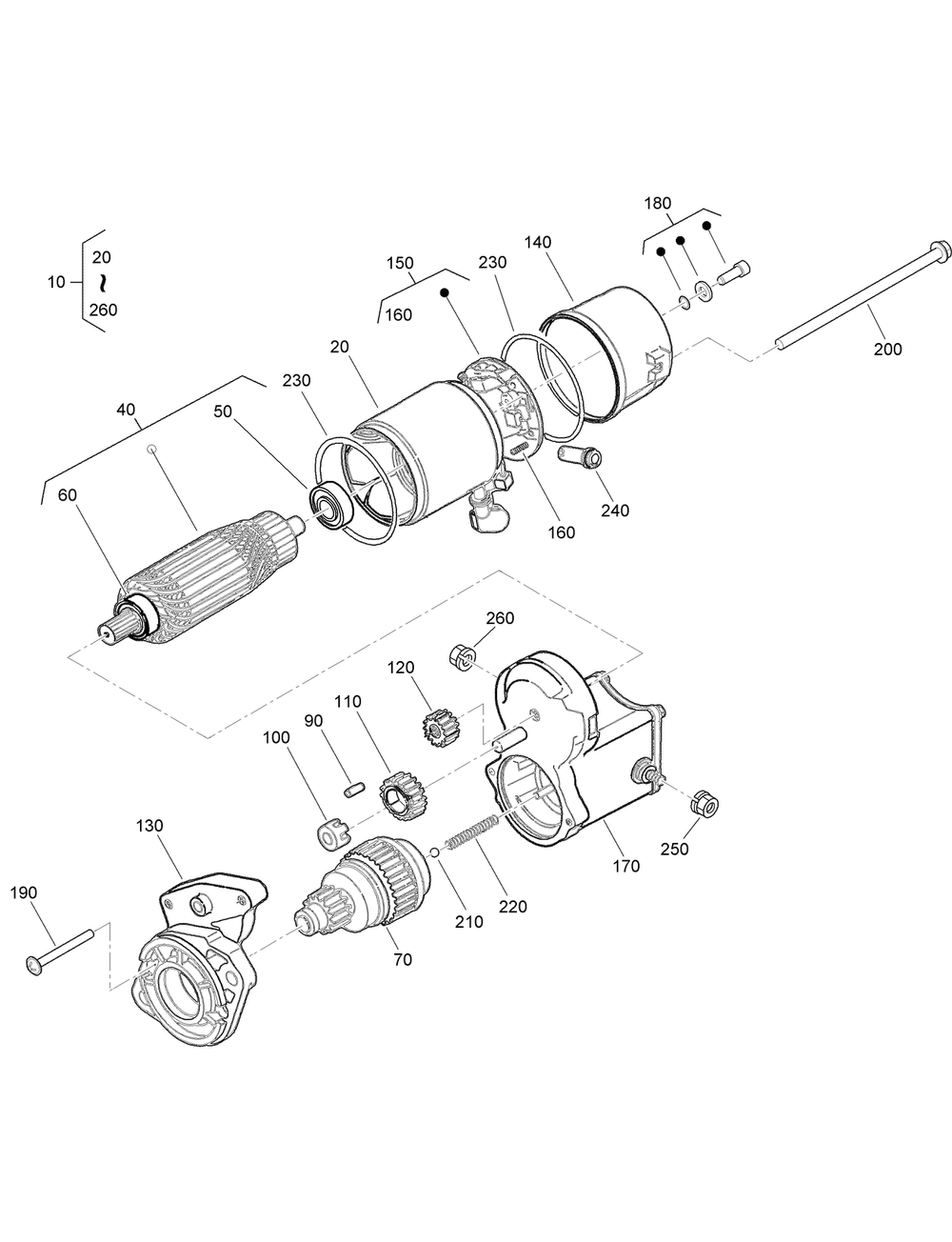 Starter (Component Parts) Assembly Diagram and Parts List for 22530 414400000 - 999999999 Toro Lawn Tractor Accessories