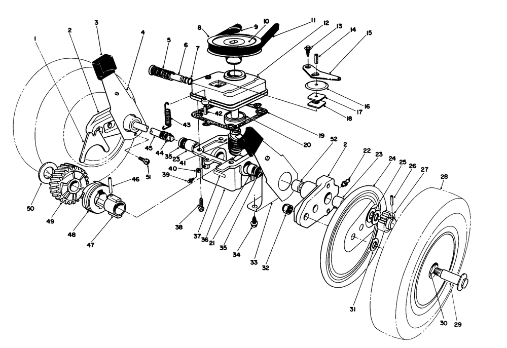 Gear Case Assembly Diagram and Parts List for 16404 1000001 - 1999999 Toro Lawn Mower