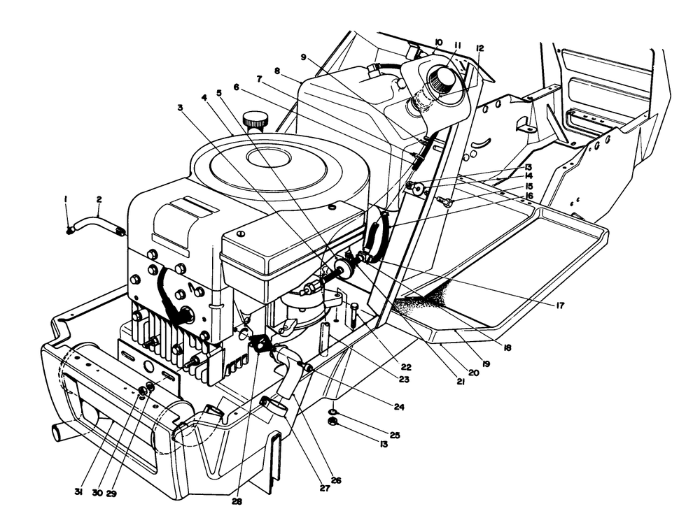 Engine Assembly Diagram and Parts List for 57358 7000001 - 7999999 Toro Lawn Mower