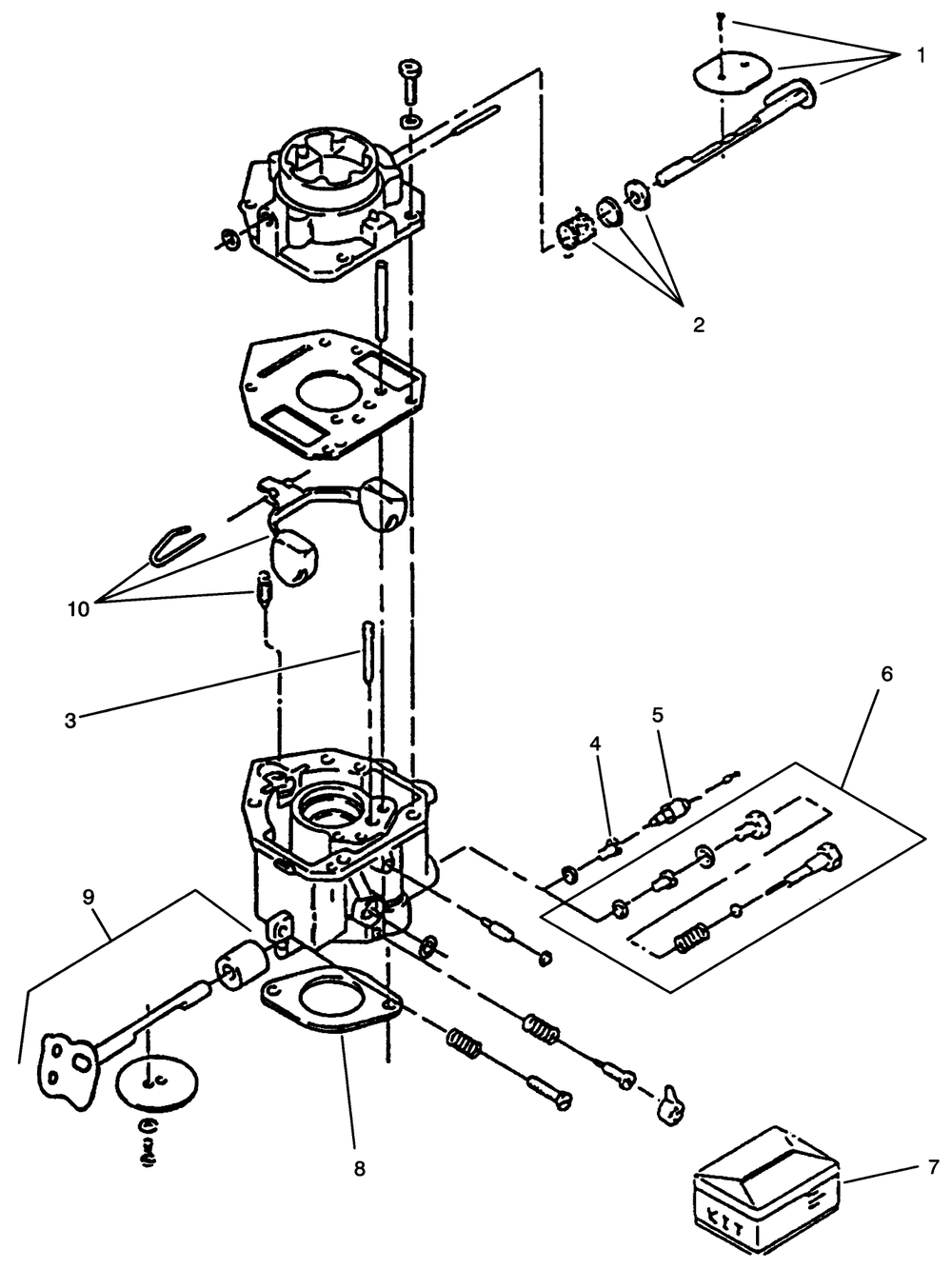 Carburetor Components Assembly Diagram and Parts List for Y1-20OE03 2000001 - 2999999 Toro Lawn Tractor