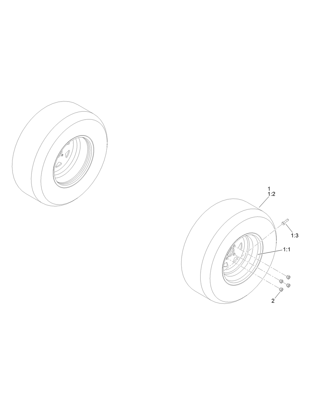 Rear Wheel Assembly Diagram and Parts List for 18752 400000000 - 414889586 Toro Lawn Tractor