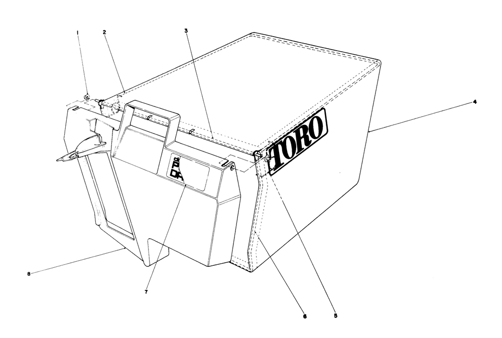 Grass Bag Assembly No. 11-0189 Diagram and Parts List for 20668 1000001 - 1999999 Toro Lawn Mower
