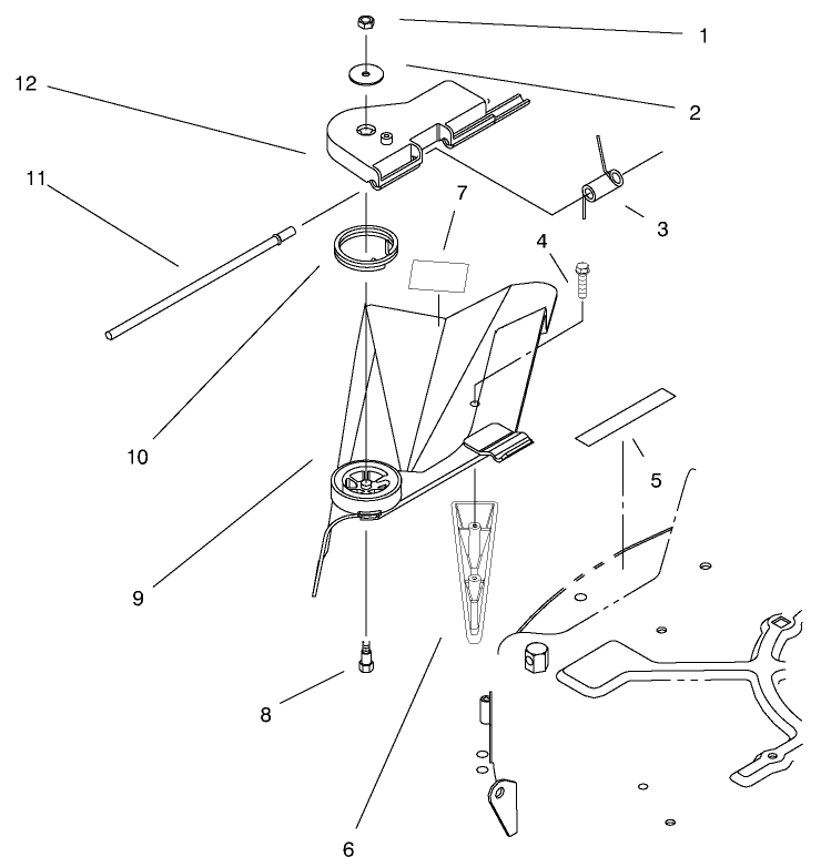 Deflector Assembly - Recycler Diagram and Parts List for 70183 7900001 - 7999999 Toro Lawn Tractor