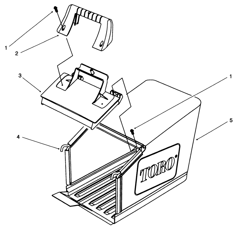 Grass Bag Assembly Diagram and Parts List for 26632B 6900001 - 6999999 Toro Lawn Mower