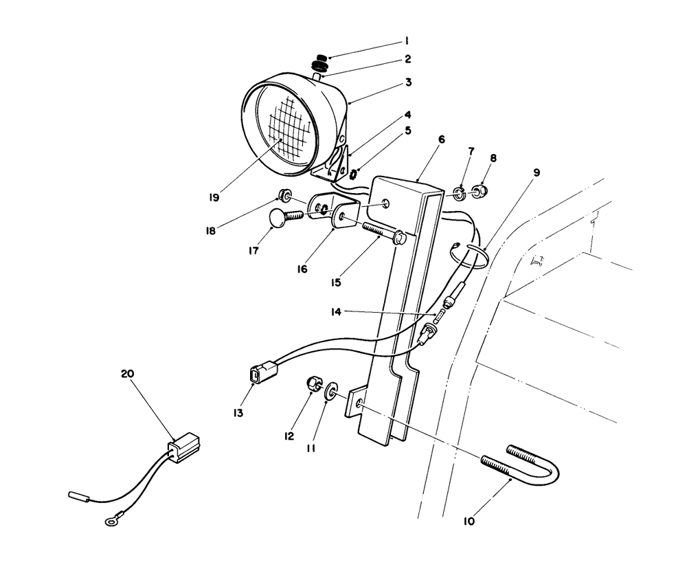 Light Kit No. 66-7940 (Optional) Diagram and Parts List for 38570 0000001 - 0999999 Toro Snow Blower