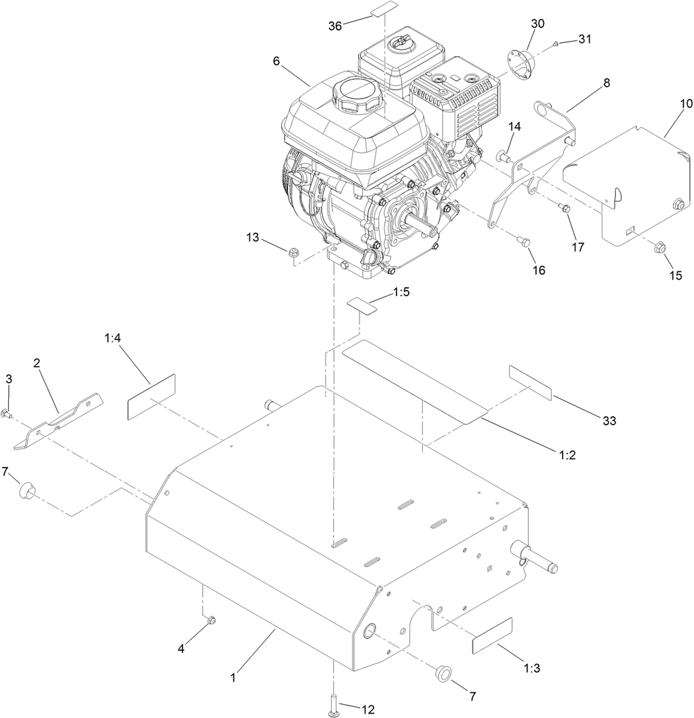 Engine And Frame Assembly Diagram and Parts List for 23511 400000000 - 999999999 Toro Seeder