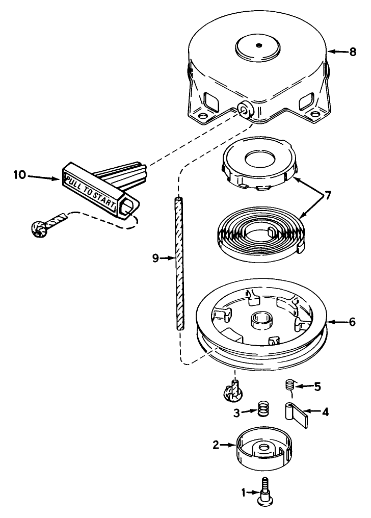 Rewind Starter No. 590537 Diagram and Parts List for 38165 8000001 - 8999999 Toro Snow Blower