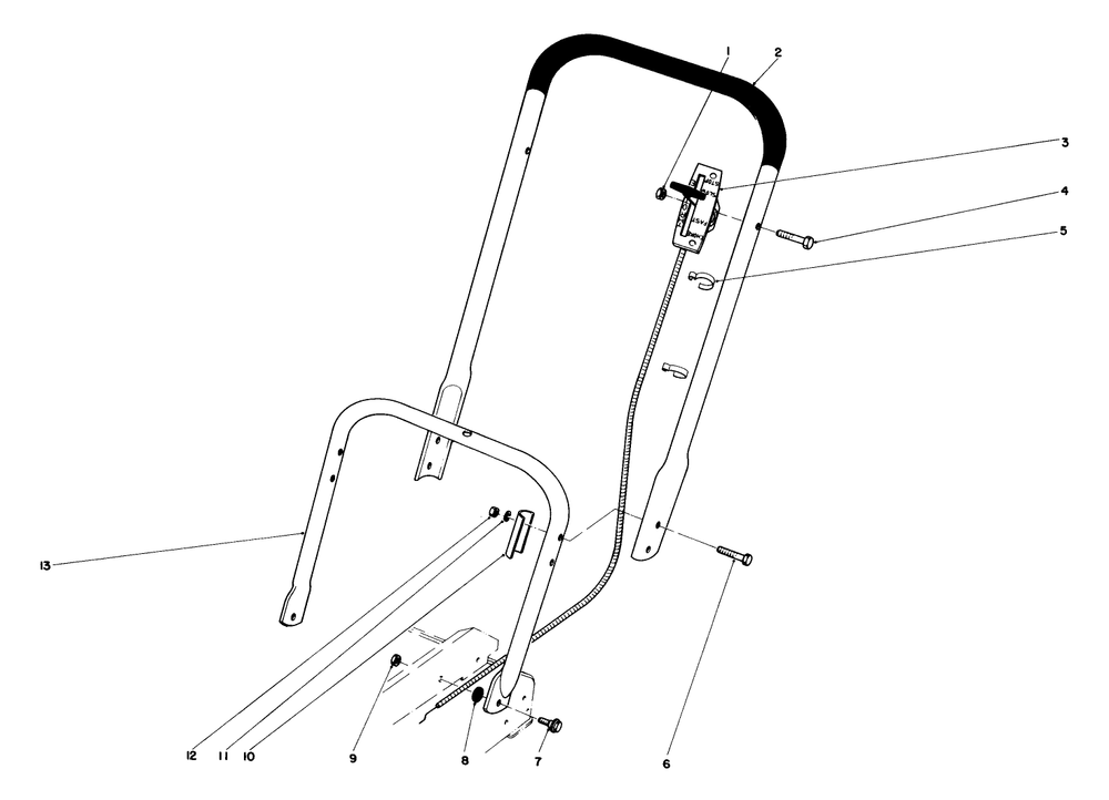 Handle Assembly Diagram and Parts List for 23450 0000001 - 0999999 Toro Lawn Mower