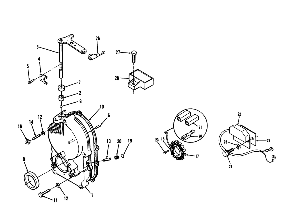 Gearcase, Ignition Control, Alternator And Regulator Diagram and Parts List for 73520 39000001 - 39999999 Toro Lawn Tractor