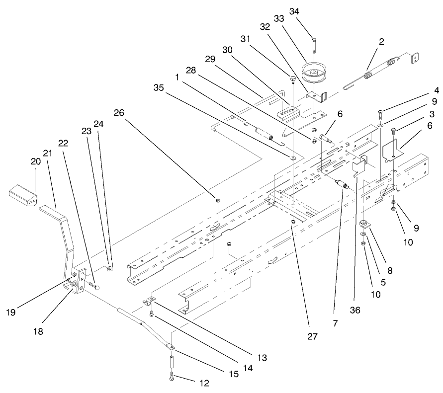 Clutch Assembly Diagram and Parts List for 71208 7900001 - 7999999 Toro Lawn Tractor