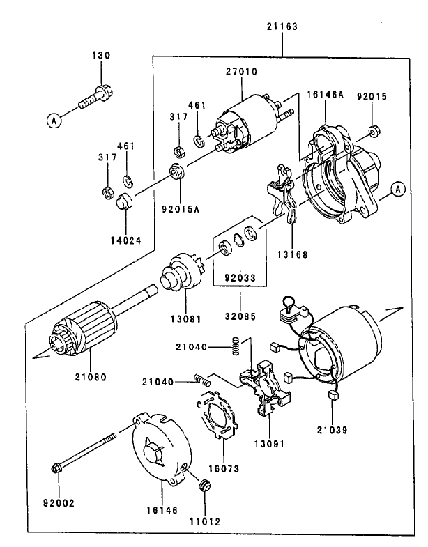 Starter Assembly Diagram and Parts List for 74213 (230000001-230006000)(2003) Toro Lawn Mower