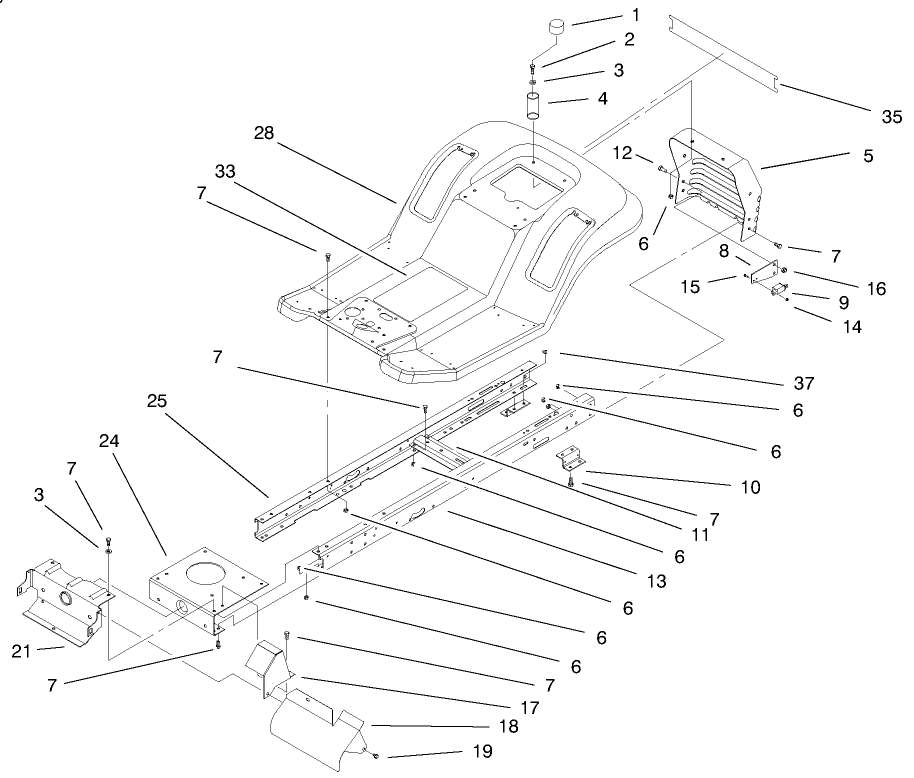 Frame & Body Assembly Diagram and Parts List for 71209 9900001 - 9999999 Toro Lawn Tractor