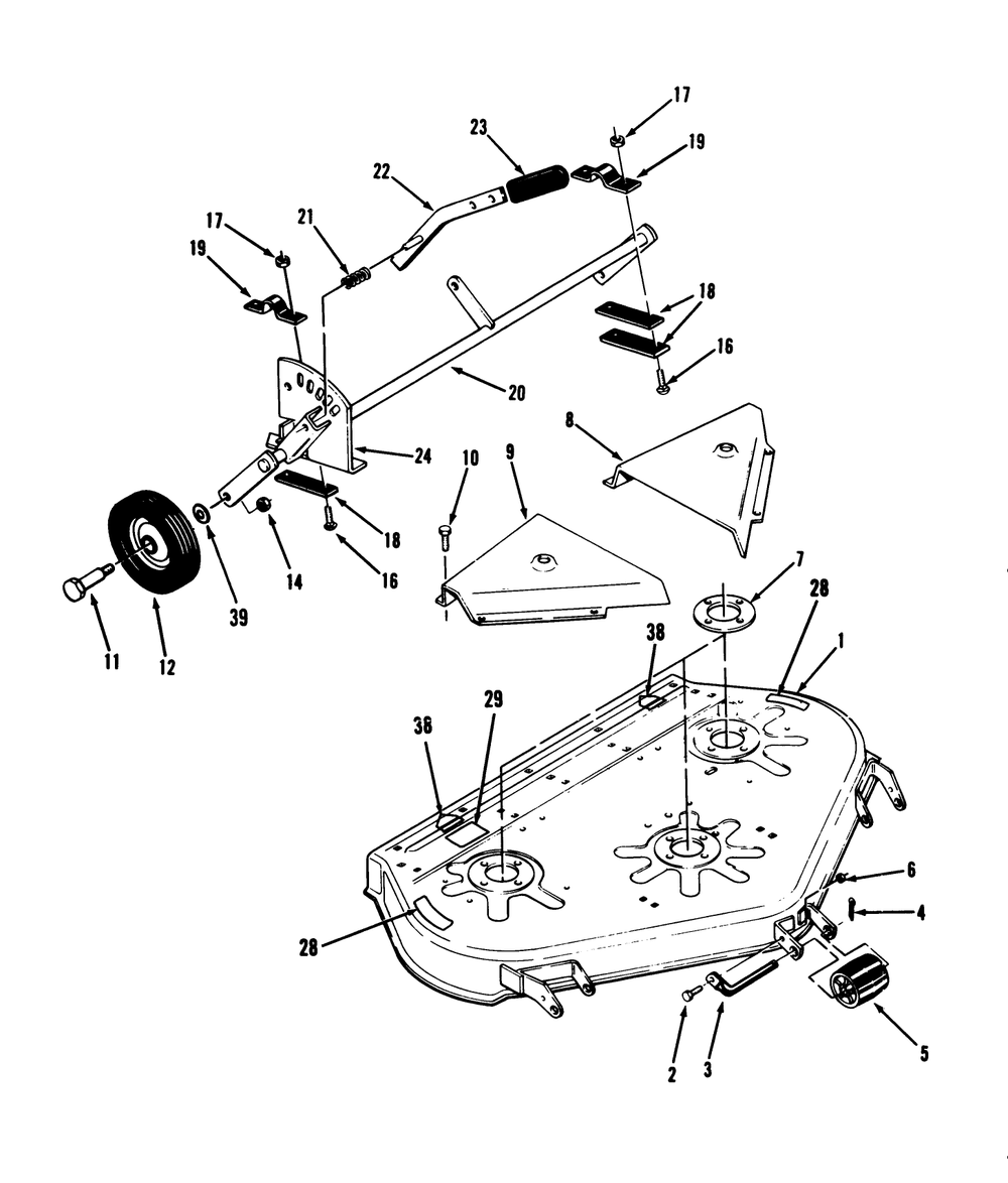 Deck Assembly Diagram and Parts List for D5-42MR01 2000001 - 2999999 Toro Lawn Mower