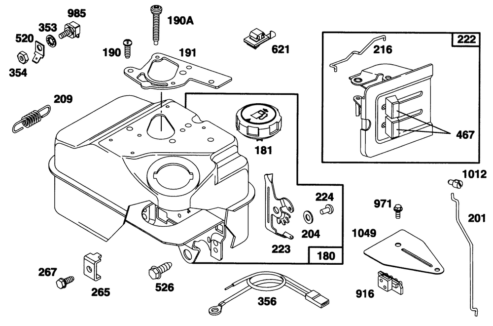 Engine Briggs & Stratton Model 135202-0263-01 Diagram and Parts List for 62924 6900001 - 6999999 Toro Leaf Blower / Vacuum