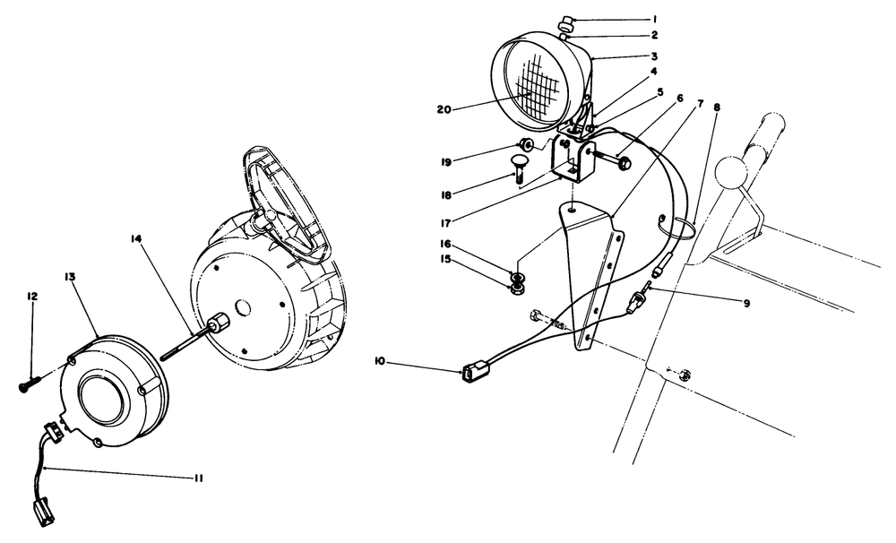 Light Kit No. 54-9821 (Optional) Diagram and Parts List for 38052 8000001 - 8999999 Toro Snow Blower