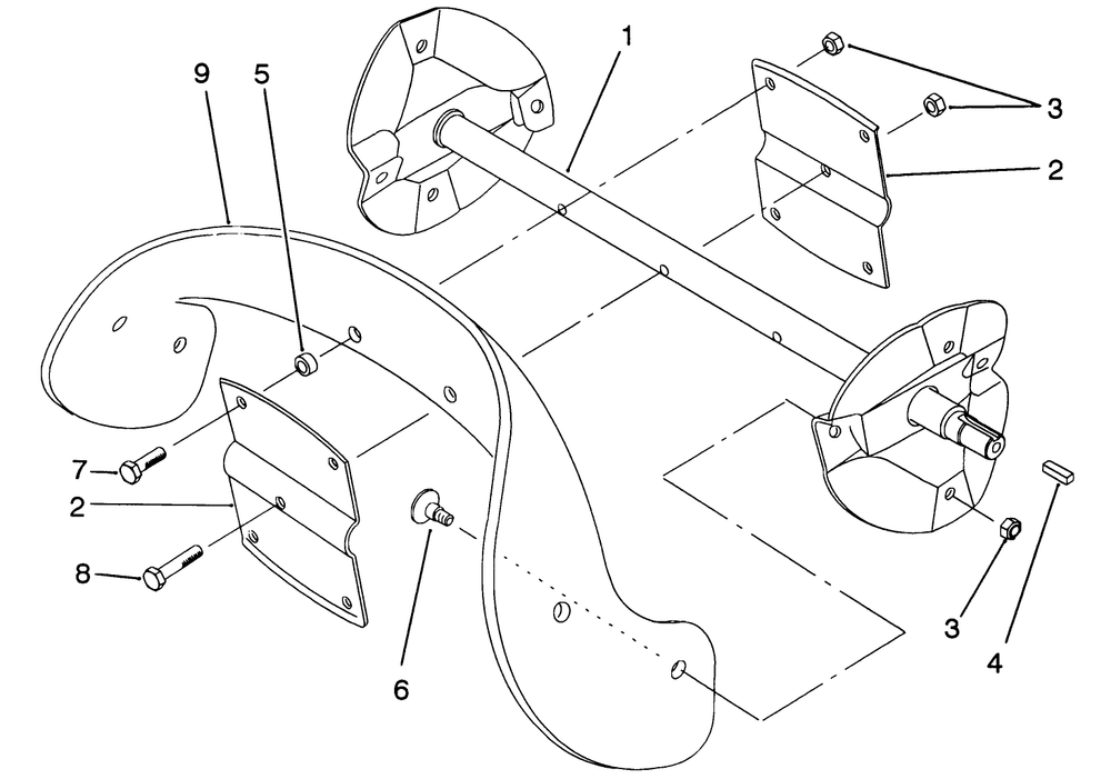 Rotor Assembly Diagram and Parts List for 38186 3900001 - 3999999 Toro Snow Blower