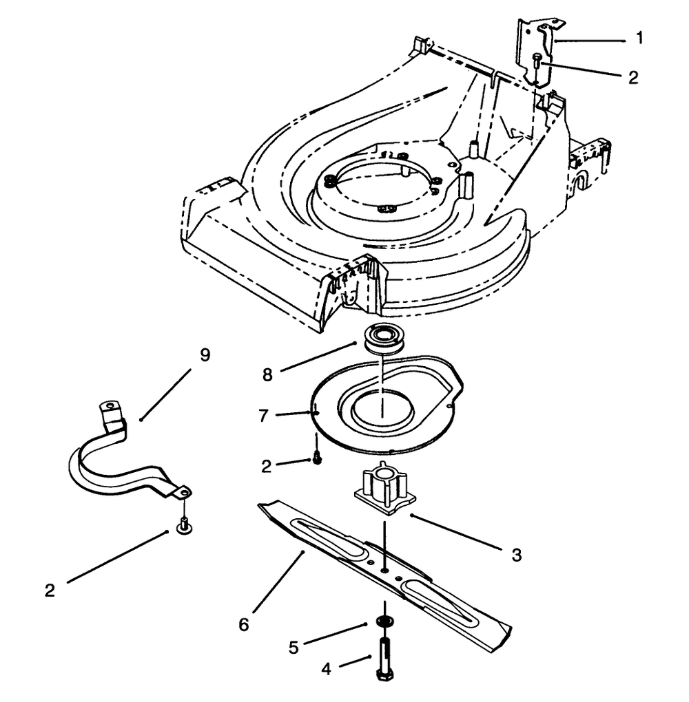 Blade Assembly Diagram and Parts List for 26640B 4900001 - 4999999 Toro Lawn Mower
