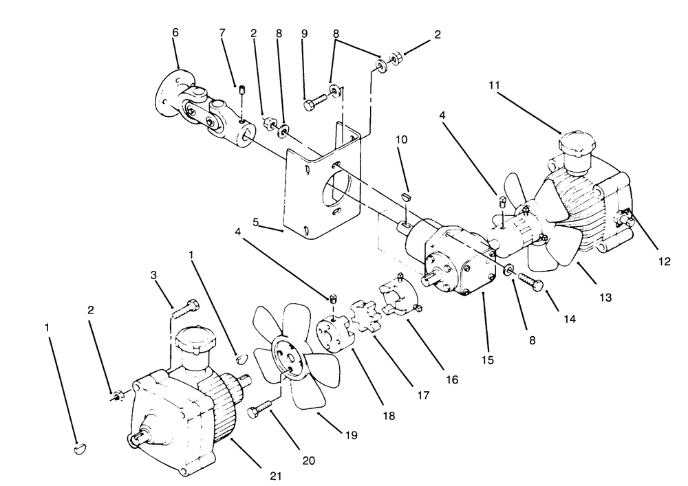 Transmission Drive Diagram and Parts List for 74140 690001 - 699999 Toro Lawn Tractor