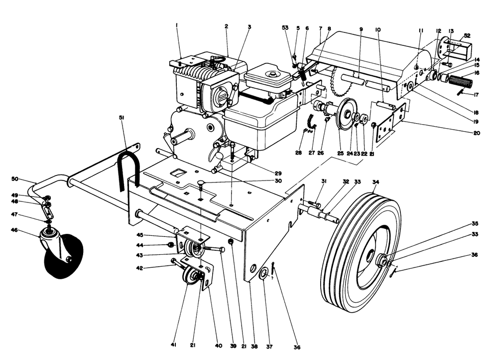 Engine And Base Assembly (Model 62923) Diagram and Parts List for 62923 5000001 - 5999999 Toro Leaf Blower / Vacuum