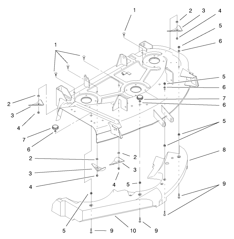 Baffle Assembly Diagram and Parts List for 78358 8900001 - 8999999 Toro Lawn Mower
