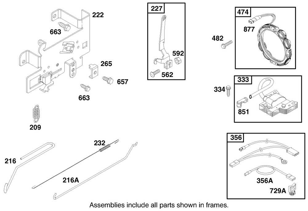 Engine Briggs & Stratton Model 28n777-1174-E1 Diagram and Parts List for 71198 9900001 - 9999999 Toro Lawn Tractor