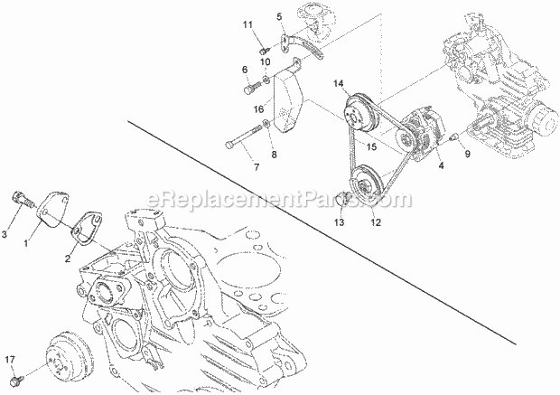 Alternator, Pulley And Fuel Pump Cover Assemb Diagram and Parts List for 74265 260000001-260999999 Toro Lawn Mower