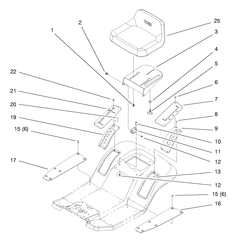Seat Assembly Diagram and Parts List for 71189 8900001 - 8999999 Toro Lawn Tractor