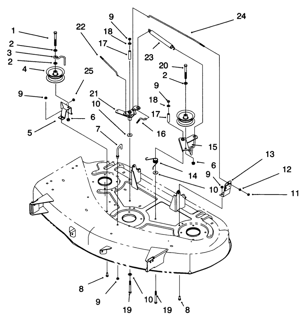 Idler & Brake Assembly Diagram and Parts List for 79105 6900001 - 6999999 Toro Lawn Mower