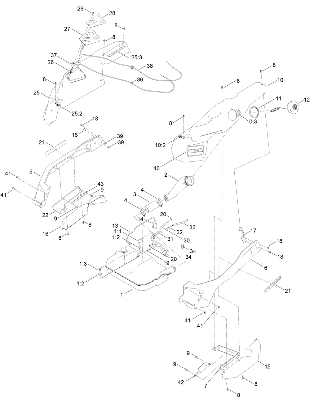 Styling Pod Assembly Diagram and Parts List for 76511 417200000 - 417236211 Toro Lawn Tractor