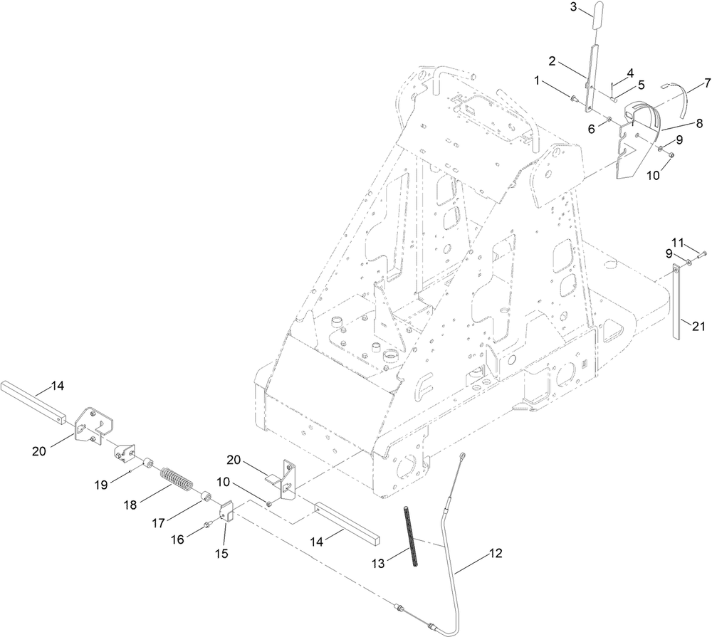 Parking Brake Assembly Diagram and Parts List for 22218 407100000 - 407599999 Toro Lawn Tractor Accessories