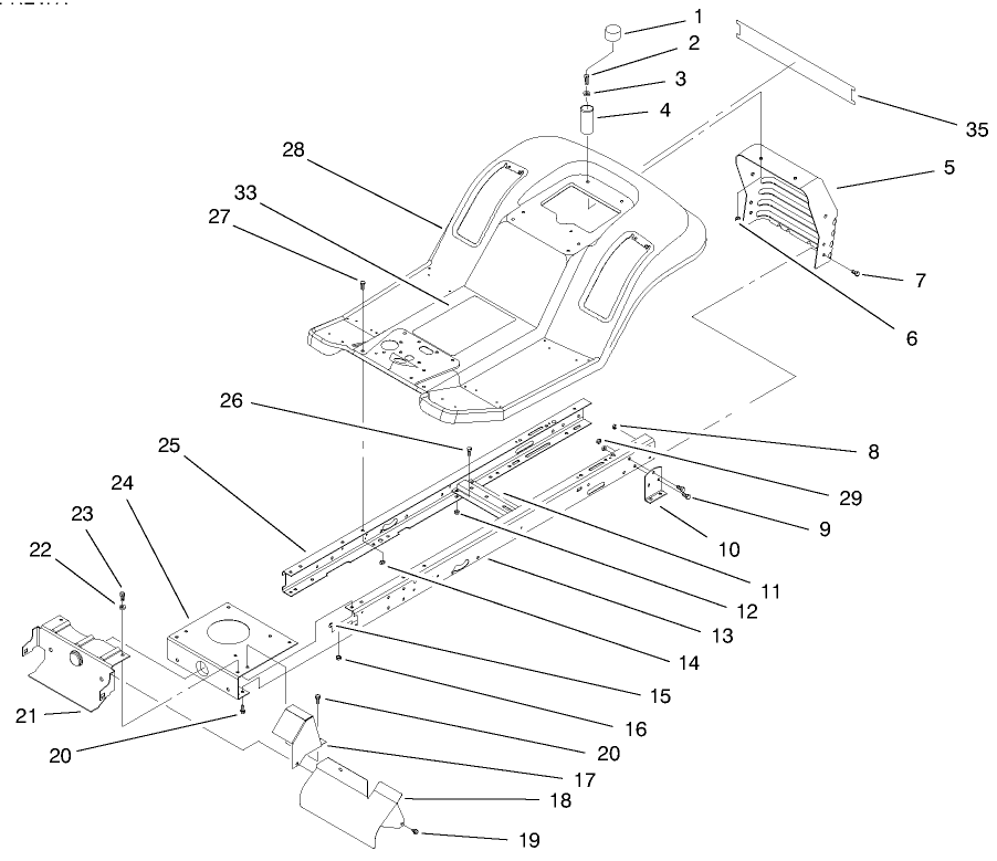 Frame Assembly Diagram and Parts List for 71208 7900001 - 7999999 Toro Lawn Tractor
