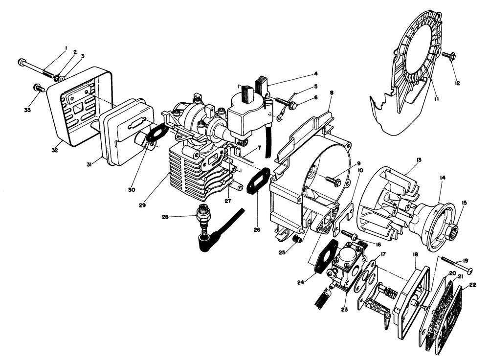 Engine Assembly Diagram and Parts List for 51616 4000001 - 4999999 Toro Trimmer