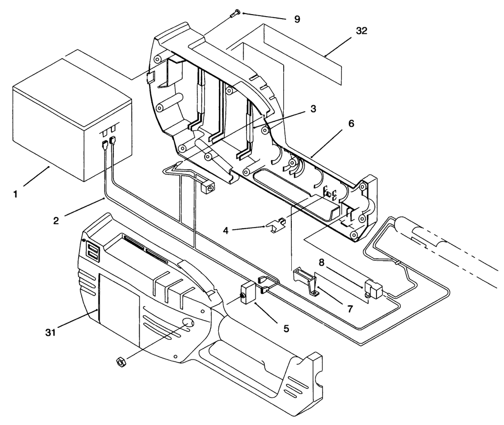Housing And Battery Assembly Diagram and Parts List for 51559 79000001 - 79999999 Toro Trimmer