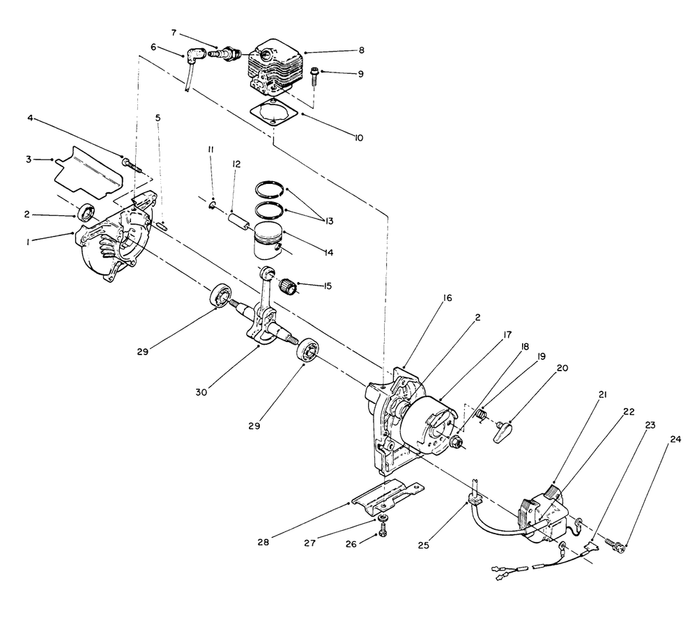 Engine Assembly (Continued) Diagram and Parts List for 51652 2000001 - 2999999 Toro Trimmer