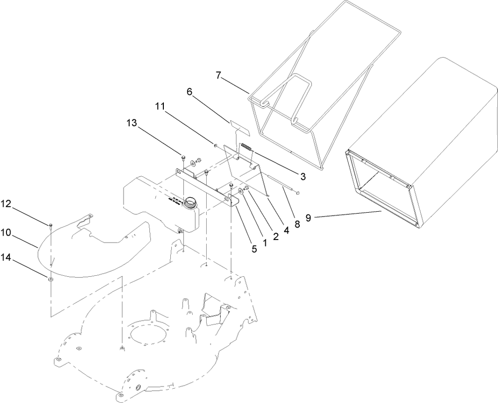 Bag And Door Assembly Diagram and Parts List for 22200TE (270001001-270999999)(2007) Toro Lawn Mower
