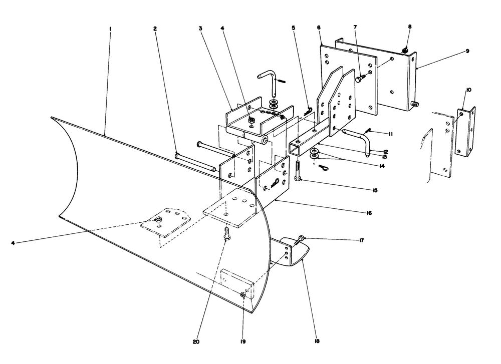 Grader Blade Assembly Model 59099 (Optional) Diagram and Parts List for 38050 4000001 - 4999999 Toro Snow Blower
