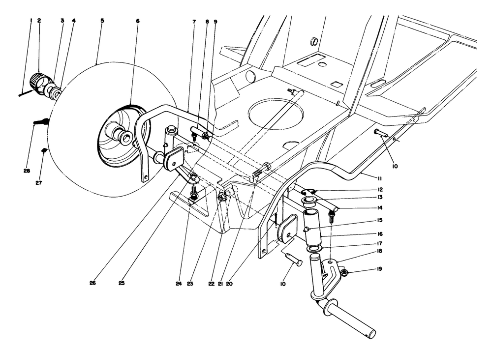 Front Axle Assembly Diagram and Parts List for 57365 6000001 - 6999999 Toro Lawn Tractor