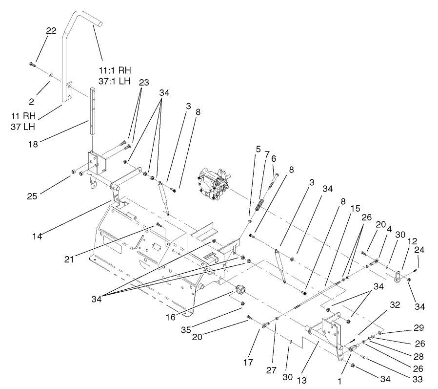 Steering Control Assembly Diagram and Parts List for 74236 (220000001-220999999)(2002) Toro Lawn Mower