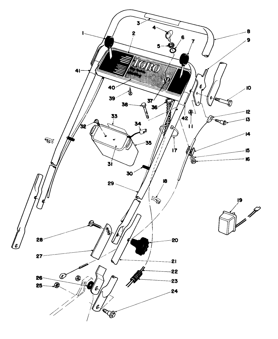 Handle Assembly Diagram and Parts List for 20715 9000001 - 9999999 Toro Lawn Mower